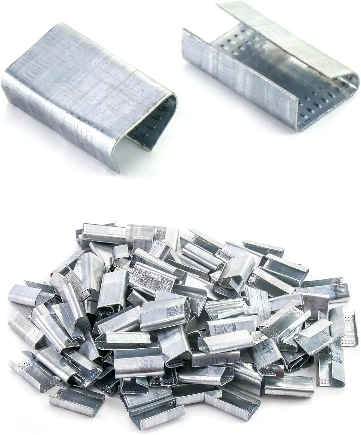 Seals for 1/2" Strap Width Steel Strapping, 500 count Metal Clips for Firmly Securing Packaging and Pallet Banding, Fix Large and Medium-sized Loads for Storage and Transportation