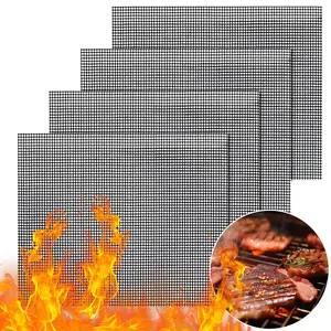 Non Stick BBQ Grill Mat, Reusable Grill Mesh, Teflon Grilling Sheet, Outdoor BBQ Accessories, Grill Cooking Mat, Baking Mesh Sheet, Heat Resistant BBQ Mat, Easy Clean Grill Mat, Barbecue Grill Sheet, Reusable Baking Sheet, Non Stick Cooking Mat.