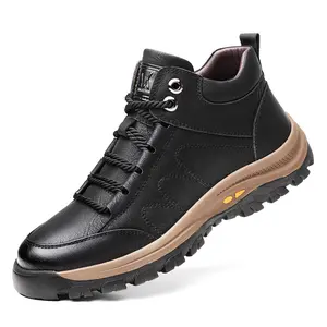 Sporty snow boots for men, winter outdoor high-top warm men's shoes with velvet Leather Footwear
