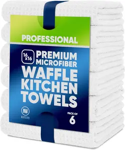 Sublimation Blanks Towels | Premium Waffle Weave Microfiber Towels For Kitchen | Polyester Blanks for Kitchen or Craft Use - 6 Pack