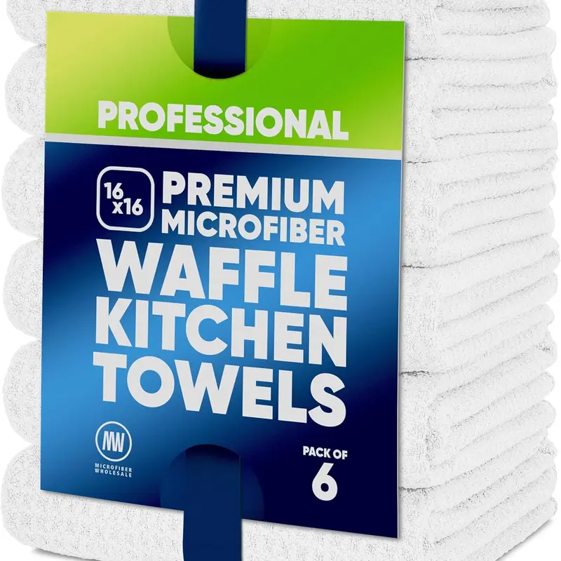 Sublimation Blanks Towels | Premium Waffle Weave Microfiber Towels For Kitchen | Polyester Blanks for Kitchen or Craft Use - 6 Pack