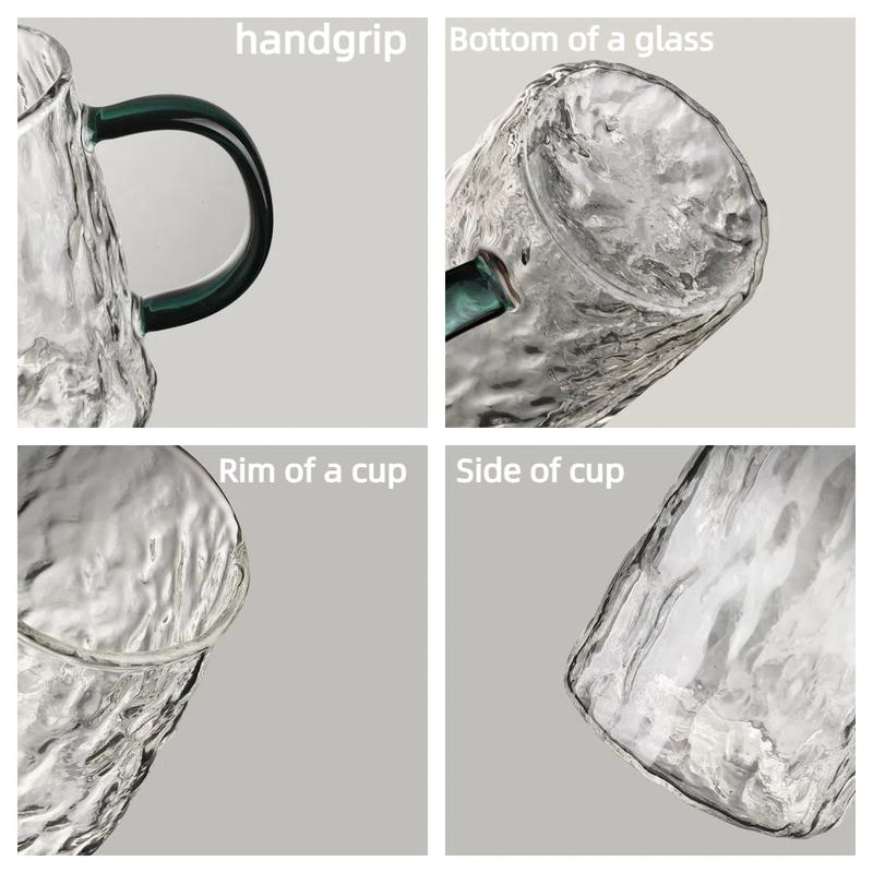 2pcs 10oz Glass Cups with Handle Water Latte Cappuccino Juice Drinking Water Reusable High Borosilicate Glass Modern Tumbler