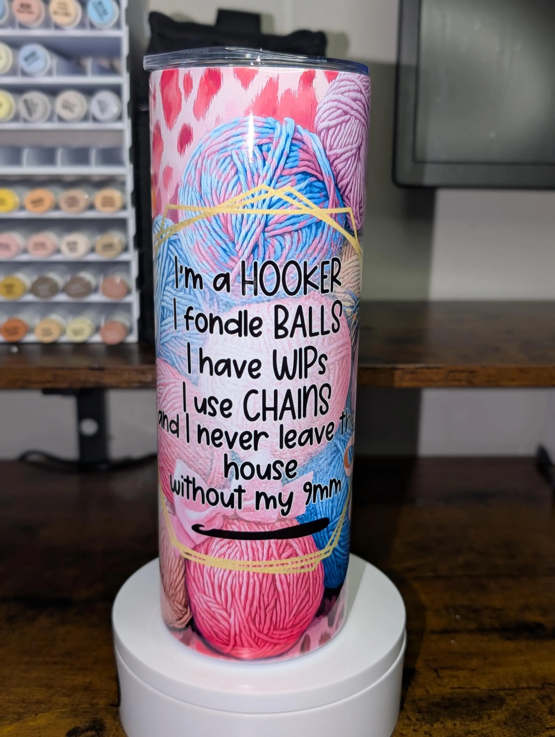 Funny Crochet 20 oz Stainless Steel Tumbler - Crafter Gift Drinkware, Kitchenware Water Bottle, Water Bottles