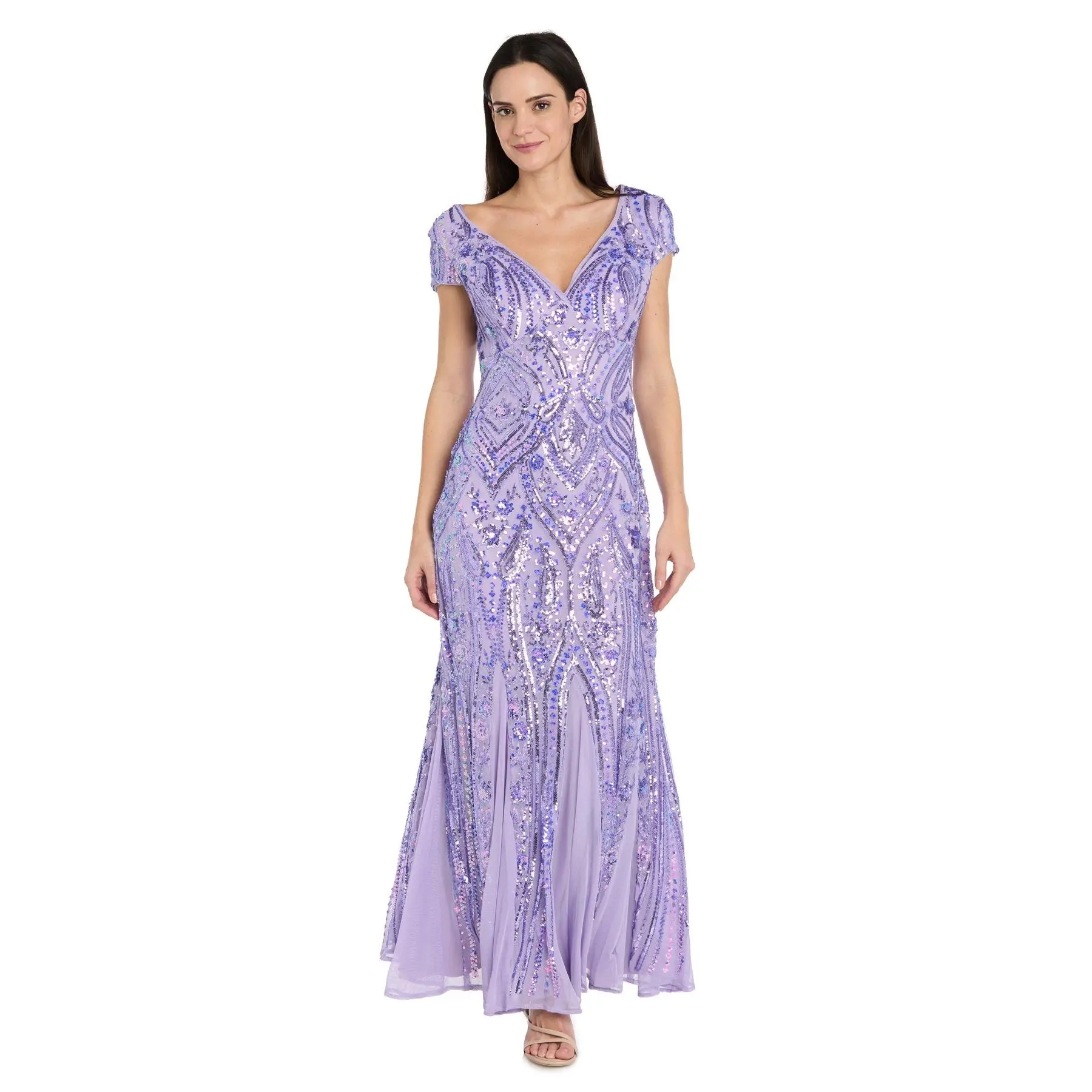 Serena Beaded Mesh Evening Gown
