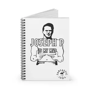 Funny Pilates Spiral Notebook 'Joseph P. is My MVP' - Ruled Line - Joseph Pilates Instructor Gift Yoga Teacher Class Notes - Sarcastic Yogi