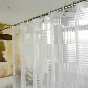 EVA Clear Shower Curtain or Liner 72 x 72 Inches, Transparent Heavy Duty Clear Design with Geometric 3D Pattern, Waterproof Shower Curtain for Bathroom with 3 Weighted Magnets