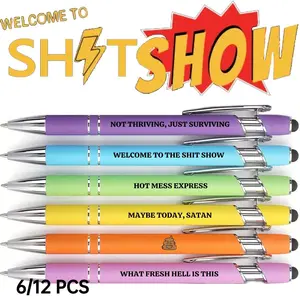 Funny Witty & Wicked Office Pens - Funny Teacher Pens 6/ 12 high-quality black ink ballpoint pens with Sarcastic Funny Coworker Gifts for Desk, Office Pranks, Personalized Office Supplies for Colleagues