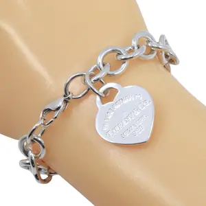 Pre-owned Tiffany & Co. Sterling Silver 925 (Ag925) Small Leather Goods Return to Tiffany Silver Bracelet