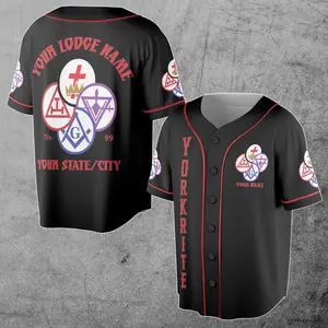 Customize Name Lodge Name York Rite Masonic Freemasonary Freemason Baseball Jersey S-5XL