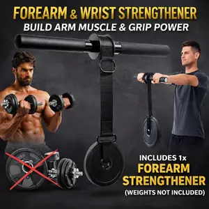 Forearm Muscle Strengthener Training Kit – Black Forearm & Wrist Power Builder, Portable Arm Trainer with Adjustable Nylon Strap, Arm Grip Strength Trainer, Wrist & Grip Exercise Tool for Home Gym, Forearm Muscle Workout Device – 1 Set (Weights Not Includ