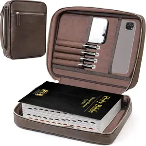 Durable Bible Cover Bible Case for Men with Handle, Protective Carrying Book Church Bag with Zippered Pocket, Ideal for Church and Prayer Meetings, Perfect Christian Gift for Men