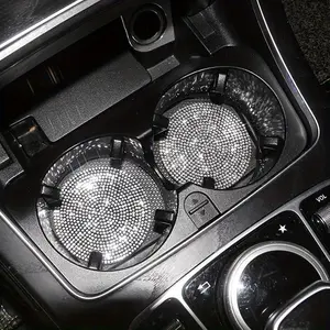 Sparkling Bling Car Cup Holder Coaster - Premium Anti-Slip & Shockproof Protection, Enhance Your Interior Aesthetics with This Durable, Easy-To-Clean Decorative Accessory! Car Interior Decoration
