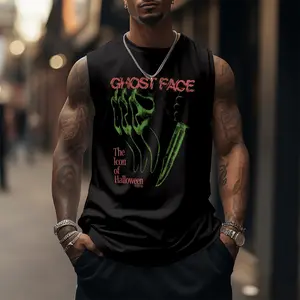 Ghostface 90s Graphic Sleeveless Tank Tops Men Vest Streetwear Outfits Men Vacation Outfits Sleeveless Shirt