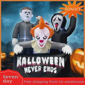 6FT Halloween Inflatable Killers Decorations Built-in LED Lighted Blow Up Decoration Home Yard Outdoor Indoor Garden Lawn Decor