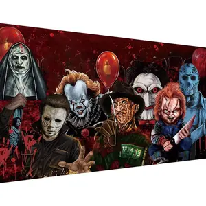 Halloween  Painting Kits for Adults,5D Full Round  Halloween Clown  Art Kit, Large Dots  Painting for Beginners, DIY Beads for  Wall Decor, 27.5" x 15"