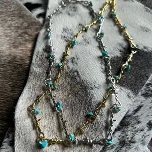 Turquoise barbed wire necklace
