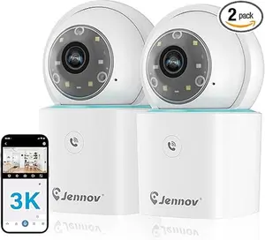 Jennov 3K Indoor Cameras for Home Security - 360° Security Camera for Pet Dog with Phone App, 5Ghz&2.4Ghz WiFi Baby Camera, Motion Detect, Color Night Vision, One-Touch Calls, Auto-Tracking