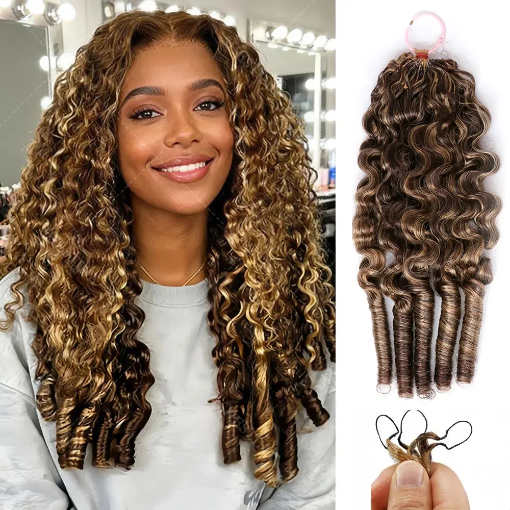 [CROCHET HAIR] Highlight 4/27 Burmese Curly Crochet Human Hair With Miracle Knots for Easy Install Natural Black / #33 /99J Pre-Separated Crochet Human Hair for Boho Braids Human Hair Extensions Friendly Time-Saving Wear #DealsForYouDays #SummerWins