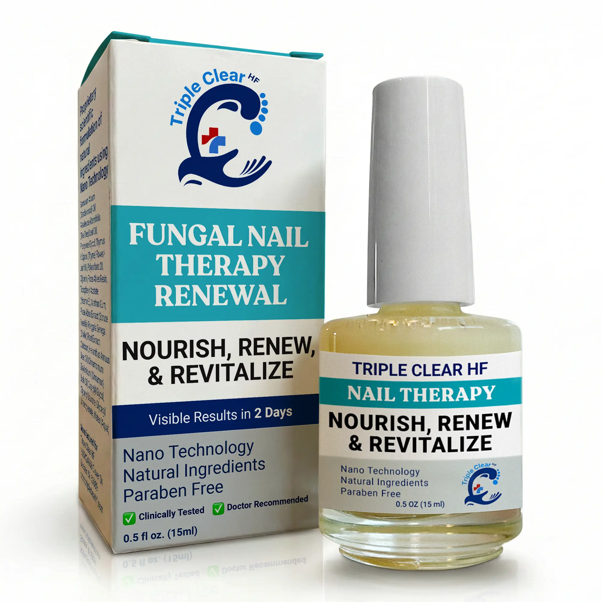 Triple Clear HF Clear Thick, Yellow Toenails Fast | Daily Nail Repair Oil (Visible Results in Weeks) when used 2 times a day
