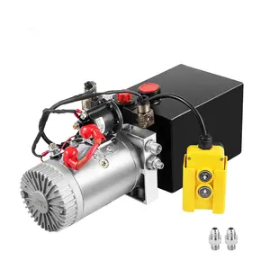 12V Single Acting Industrial Hydraulic Pump Power Unit, 4 Quart Metal Reservoir, 3200 PSI Working Pressure with SAE #6 Ports, Heavy Duty Single Operation Design, Perfect Fit for Dump Trailers and Wood Splitters