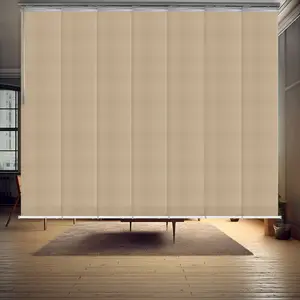 Dunmore Cream 7-Panel Single Rail Panel Track Extendable 58"-98"W x 91.4"H, Panel width 15.75" - 80% LIGHT-FILTERING
