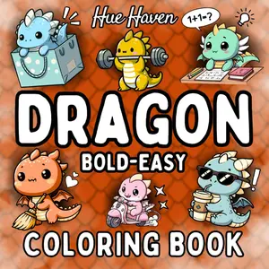 Dragon: Easy and Bold Coloring Book for Kids and Adults: Simple Stress Relief Designs of Cute Dragons.,Paperback