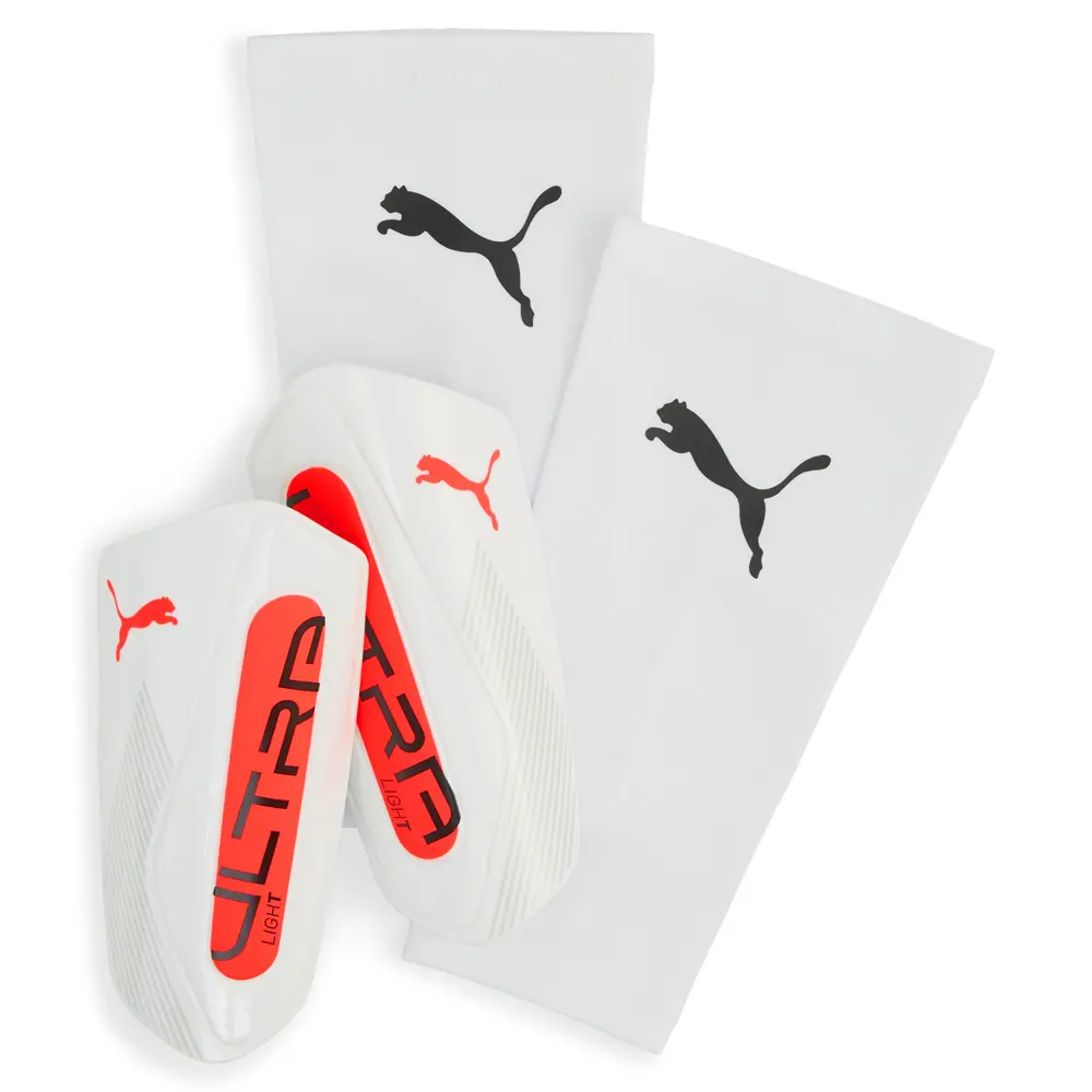 PUMA Mens Ultra Light Compression Shinguards-Sleeve Set Casual - White