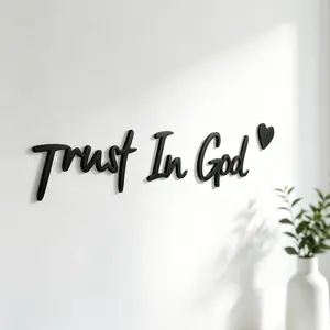 4 Unique Metal Decorations - 'Trust in God' Home Wall Art, Faith Metal Art, Christian Home Decor, Religious Gift, Suitable as Housewarming and Birthday Gift, Durable Construction, Room Decoration