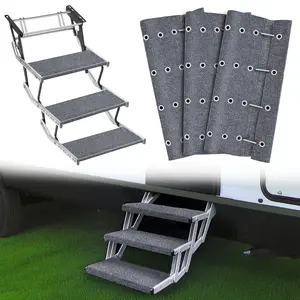 Nilight RV Step Covers 3 Pack 23 inch, Fits 8-11Inch Deep Camper Steps Adjustable Wrap Around RV Step Rug with Spring Works on Electrical & Manual RV Stairs Carpet for Camper Trailers Steps Outside, Gray