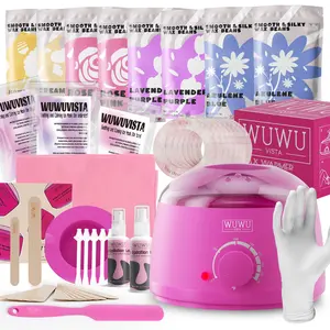 Waxing Kit for Women and Men, 1 Set Wax Warmer Kit, Including 8 Packs Wax Beans, 50 Applicator Sticks, Waxing Supplies for Home Use, Body Care