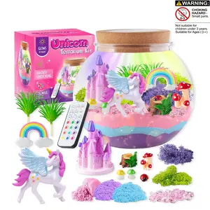 Unicorn Terrarium Kit for Kids - DIY Light-Up Night Light with Remote Control, 13 Color Changing LED, Arts and Crafts Gift for Girls Ages 4-12, Magical Unicorn Castle & Rainbow Decor