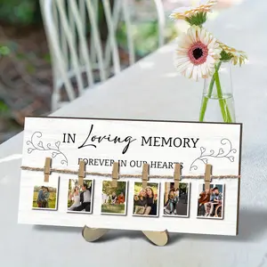 In Loving Memory Wedding Sign with Clips, Wooden Memorial Picture Frame, Family Keepsake Decoration, Home Decor Gift Idea