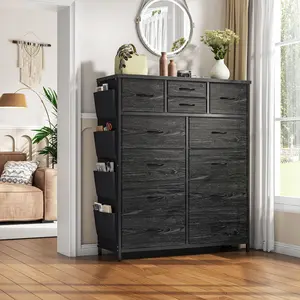 Raybee Drawer Dresser for Bedroom with 12 Fabric Drawers,Tall Dresser & Chests of Drawers. Side Pockets & Storage Organizer for Bedroom, Hallway