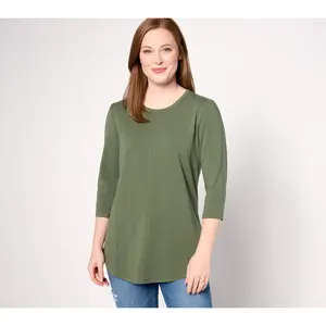 Denim & Co. Essentials Petite Favorite Jersey Puff Sleeve Tunic
