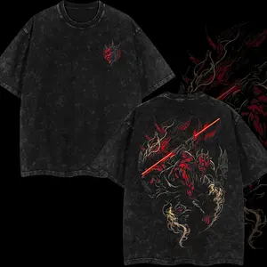 [Eclipse] Superstyle Shadow Lord - Comic Superheroes War Comic Double Printed Oversize Lightweight Acid Washed Tee TV Series Graphic T-Shirt