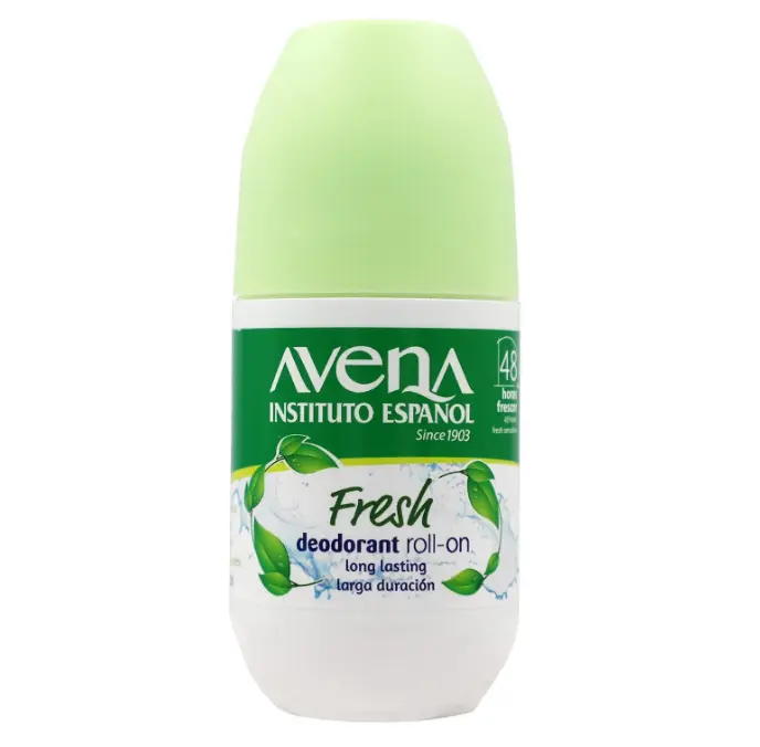 Instituto Espanol Avena Deodorant Roll-On Fresh, Anti-Perspirant, Long-Lasting, Non-Alcohol, Oat Extract, 2-Pack of 2.53 FL Oz Each