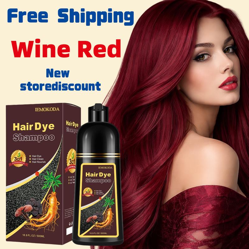 2026 New Hair  Trends EMOKODA Wine Red 3-in-1 Hair Dye Shampoo | 100% Gray Coverage | Nourishing & Long Lasting Instant Herbal Ginseng color temporary hairdye curly