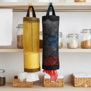 No-Hole Kitchen Trash Bag Organizer, Waterproof Multi-Layer Storage Rack, Large Capacity with Dividers, Fits All Sizes, Plastic Mesh Home Organization Tool.