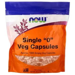 NOW Foods Single "0" Veg Capsules, Approx. 1,000 Empty Veg Capsules, 3.35 oz (95 g)
