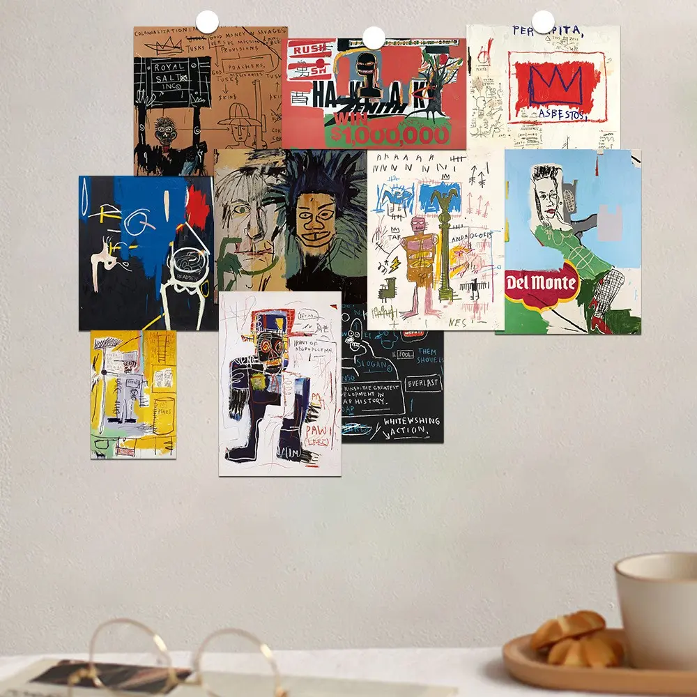 15 Vintage Basquiat Oil Painting Posters, Wall Stickers for Dorms and Bedrooms, Wall Decoration, Artistic Indoor Decoration, Unique Art Decor, Retro Style Wallpaper