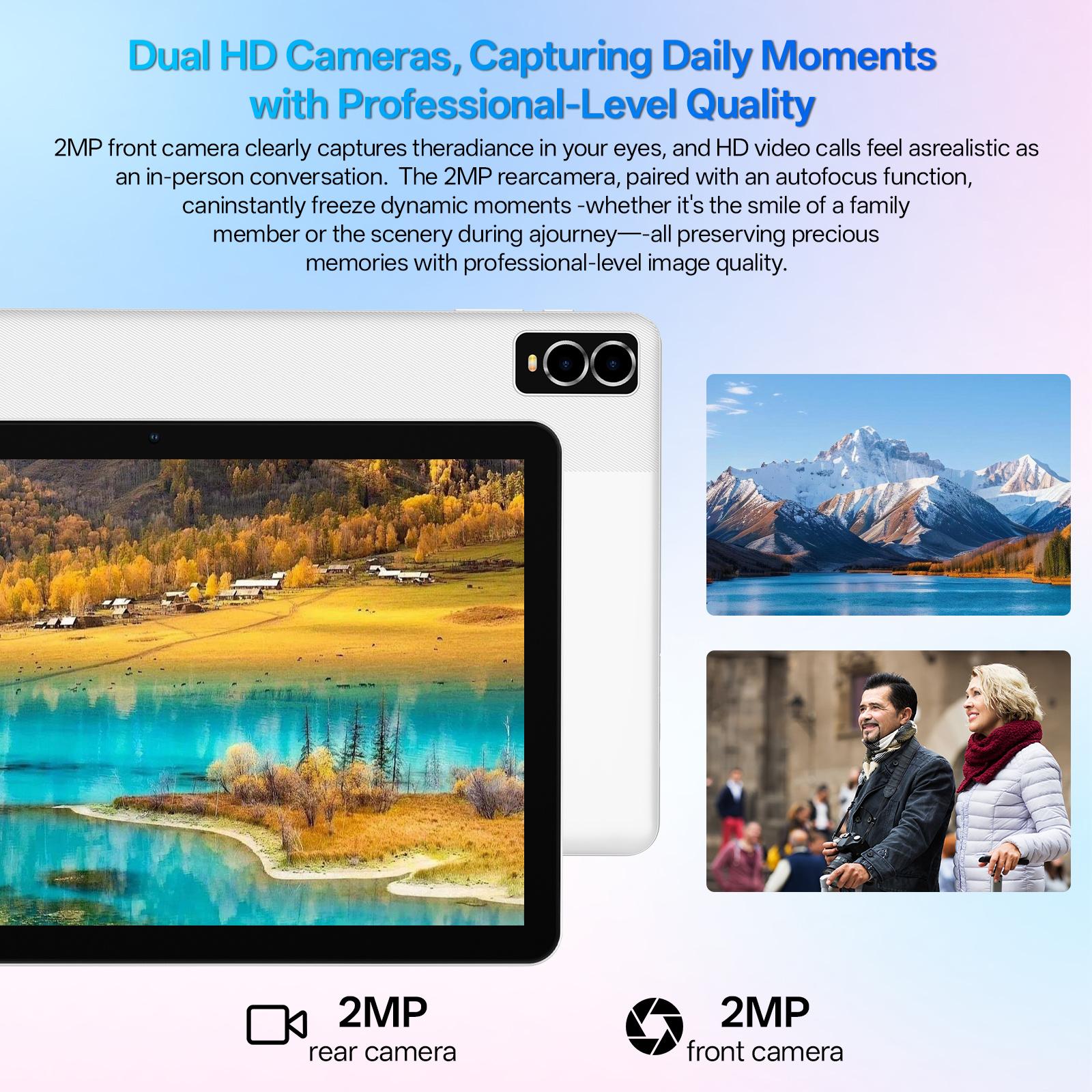 Android 14 Tablet, 10 Inch Tablet with Octa-Core Processor, 3GB RAM 32GB ROM, 1280x800 HD Touchscreen, 2MP+2MP Dual Camera, WiFi 5, Dual Camera, 6000mAh