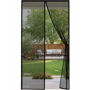 Summer Black Magnetic Mesh Door Curtain, Auto Close Mosquito Screen, Strong Magnetic Closure, Hands-Free Entry, Breathable Bug Net for Patio, Balcony & Home, Multi-Size Available Set