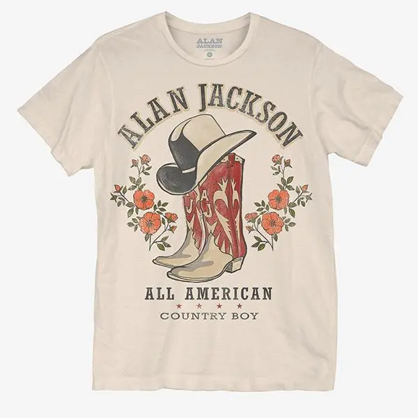 Alan Jackson All American Country Boy Boyfriend Fit Girls T-Shirt, Shortsleeve, Lady