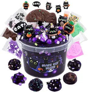 Summer Gift Black Cat Slime Kit ‍ | 300ml Purple Clear Slime with Cute Cat Add-Ins | Fun Non-Stick DIY Slime Gift for Kids