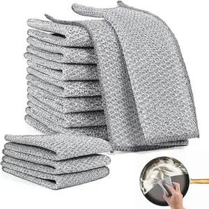 10 Counts Multipurpose Dishwashing Rags, Multifunctional Non-Scratch Wire Cloth Metal Wire Rag for Wet and Dry Kitchen Cleaning Counter, Dishes, Sink mesh  dish  cloth