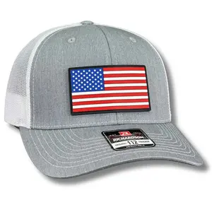 American Flag PVC Patch Hats - Patriotic Apparel - Richardson 112, FLEXFIT Fitted - Ponytail Caps