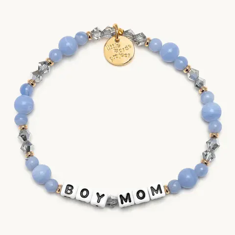 Little Words Project Mom Beaded Letter Link Bracelet - Fashionable Stackable Women's Costume Jewelry, Mom Gifts, Inspirational Beaded Jewelry, Heartfelt Celebrate Family Bonds Gift, Arm Candy Accessory (Choking Hazard Small Parts)