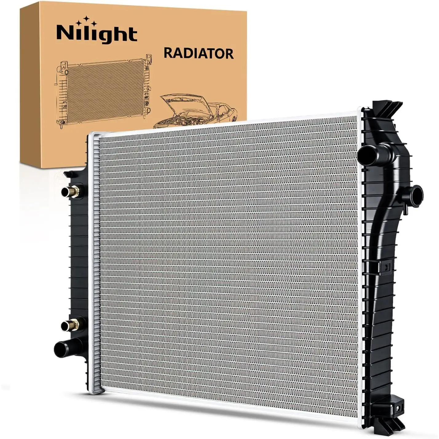 Nilight Aluminum Core Radiator - Complete Unit for Ford Explorer V6/V8 4.0L 2006, Explorer Sport 2007, Mercury Mountaineer 2006 - 114% Leak Tested, Prevents Coolant Loss, Boil Protection, Enhances Engine Cooling