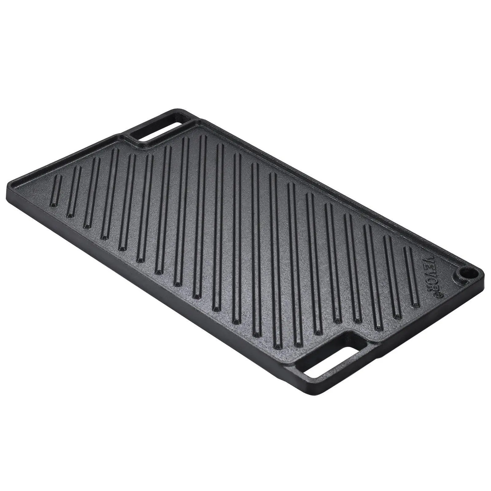 【SummerFinds】VEVOR Reversible Grill/Griddle,  9.7"x16.7" Pre-Seasoned Cast Iron Griddle, Rectangular Double Burner Griddle Pan, Non-Stick Family Pan Cookware with Handles, Flat Top Plate for BBQ, Gas Grill, Black