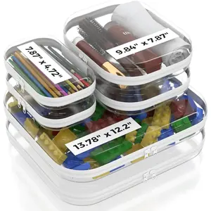 6/3 Pcs Clear Hard Zipper Case Hard Plastic Zipper Pouches Transparent Makeup Bag Pencil Pouches for Travel Snacks Christmas Trinket Storage Organizer Box(Clear,Three Sizes)